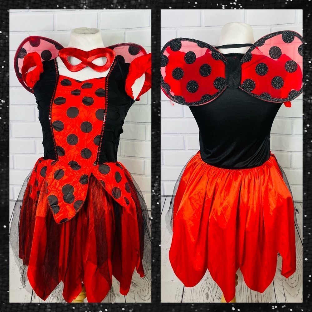 Lady Bug Costume With Wings Mask Girls Large Lady Bug Costume With Wings Mask Girls Large